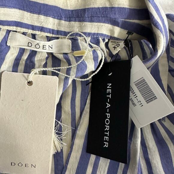 Doen  Marne Blue Villandry Striped Khadi Silk Voile Short Mini Dress XS - Picture 3 of 11